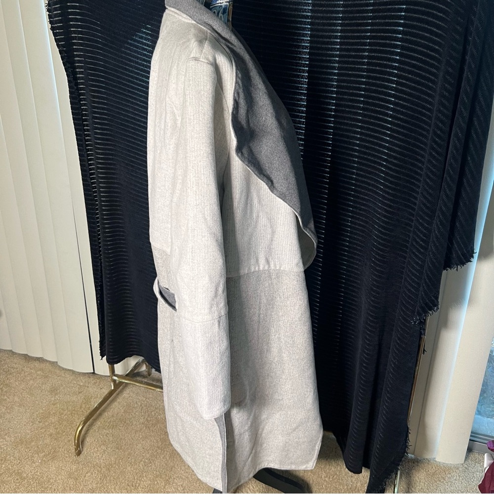 Alfani Wool Blend Colorblocked Wrap Coat - L/XL, Gray - Picture 3 of 11